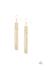 Load image into Gallery viewer, brought-to-you-by-pbjincstarlit-tassels-gold-earrings-paparazzi-accessories
